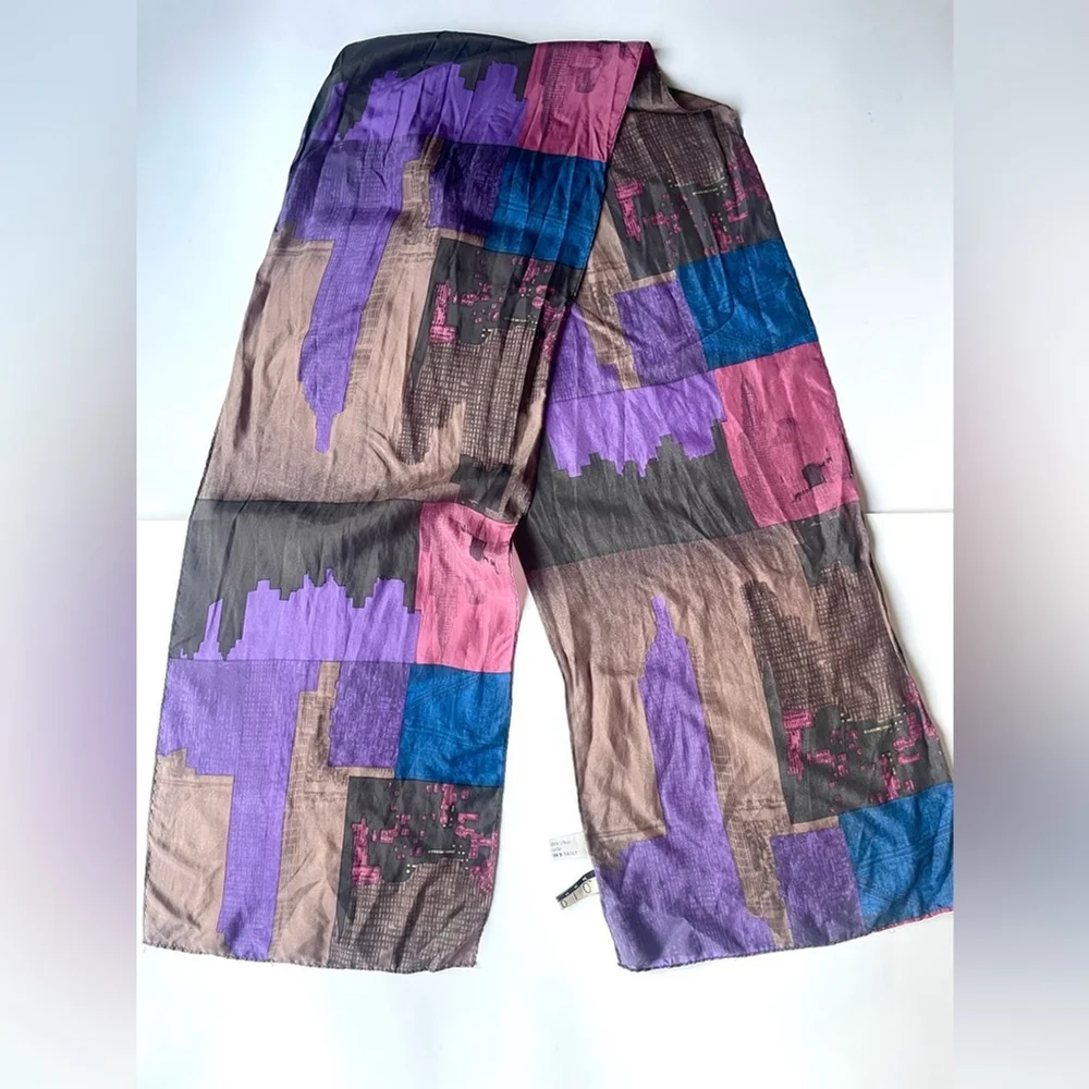 new york studio silk Colorful Abstract Scarf